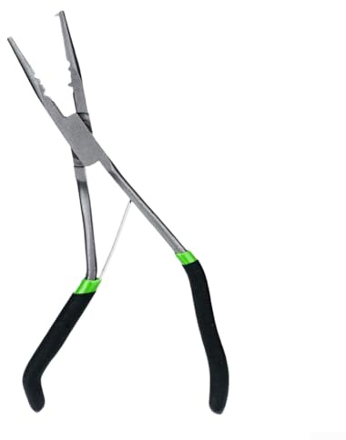 45-Degree Bent Nose Fishing Pliers, Ergonomic Pistol Grip, Steel Line Cutter & Crimper for Outdoor Fishing Gear, 22 cm(PX04-8 Dark Gray)