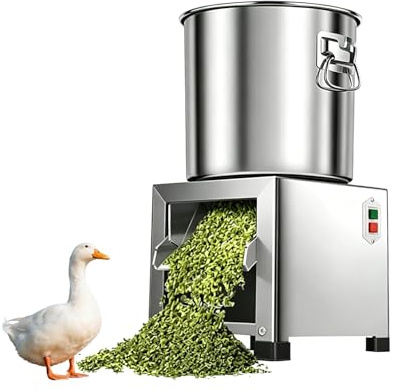 Picadora Eléctrica Comercial, Trituradora Alimentos Aves Inox 304 con Cuchillas de Aleación de Titanio, 3500RPM, 150kg/h para Crianza Agrícola y Nutrición Animal(230V,1200W)