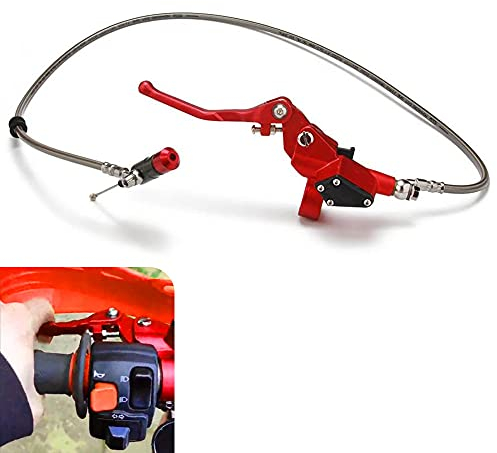 JFG RACING Motorrad Hydraulischer Kupplungsbremshebel,1200 mm Hauptzylinder Hydraulische Kupplung Set für 125cc-250cc Vertikalmotor Motocross Dirt Bike Pit Bike LTZ400 SM125 S51 CRE50-Rot