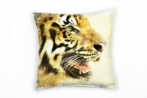 Paul Sinus Art Tiere, Tiger, orange, gelb Deko Kissen 40x40cm für Couch Sofa Lounge Zierkissen - Dekoration zum Wohlfühlen