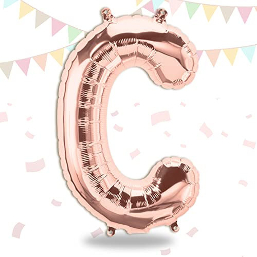FUNXGO Folienballon Buchstaben Rosegold C - Buchstaben Luftballon Klein C - ca. 40cm Nur Luftfüllung - Ideal für Geburtstag, Hochzeit & Party Deko - Ballon Buchstabe C Rosegold