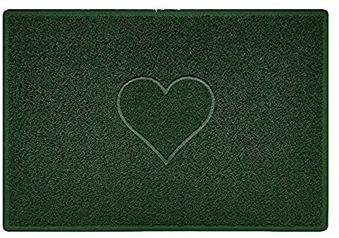 Nicoman Heart Shape Embossed Entrance Door Mat Non Slip Dirt Trapper PVC Spaghetti Mat with Rubber Base, Jet Washable Quick Drying Doormat Indoor or Outdoor - (Large, Green, 90 x 60cm)