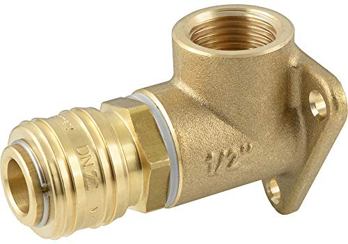 Fittingteile - Wanddose Druckluftverteiler Druckluftkupplung 1-fach Messing bis 35 bar (Ausführung: WD4 - Gewindegröße: G 3/8)