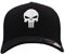 Café Viereck ® Unisex Cap Wooly Combed – Gestickt mit Punisher Zeichen – für Männer und Frauen (Schwarzes Cap mit weißem Punisher, L/XL)