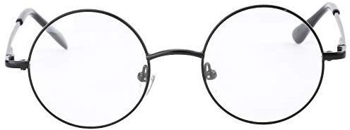 Agstum Round Retro Metal Optical Grade Glasses Frame Clear Lens Eyeglasses with Spring Hinge (Black, Small Size / 42)