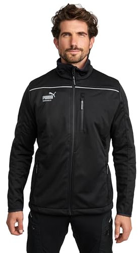 PUMA Workwear Essentials - Veste softshell de qualité supérieure pour homme - Veste de travail en tissu softshell à trois couches - Pour l'artisanat, la production et la construction, Noir , L