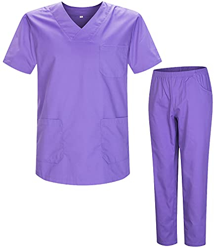 MISEMIYA - Uniformi Unisex Set Camice – Uniforme Medica con Maglia e Pantaloni Uniformi Mediche Camice Uniformi sanitarie - Ref.8178 - Small, Lilla 21
