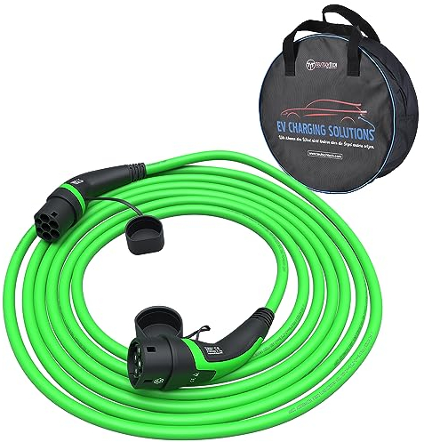 TEUTSCHTECH, Typ 2 Ladekabel für Elektroauto oder PHEV | 22kW | 3-phasig 32A | Mode 3 | 5 m | Typ 2 - Typ 2 | Temperaturüberwacht | Sicher Laden und Schutz vor Brand | Grün