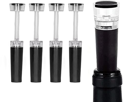 Tapón De Vino, 4 Piezas Bomba De Ahorro De Vino Al Vacío A Prueba De Fugas Botella Reutilizable Duradera Tapones De Oxidación Lenta Conservador De Vino Para El Hogar Oficina Hotel Restaurante