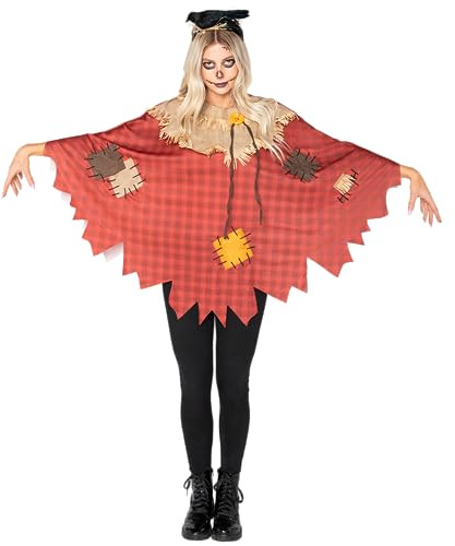 Spooktacular Creations Vogelscheuche Poncho Kostüm Damen für Halloween Kostüm Erwachsene Vogelscheuche Outfit