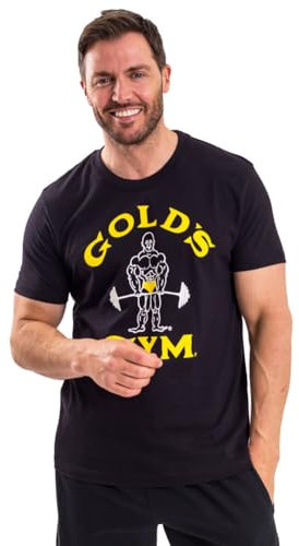 Gold's Gym GGCJTS150 Mens Workout Training Tee Muscle Joe Short Sleeve Sports T-Shirt, Black/Gold, Medium