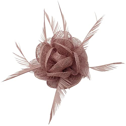 Topkids Accessories Fascinator Haarspange Stoff Blume Clip Hochzeit Fascinator & Brosche Pin für Frauen Damen Mädchen (Beige/Helles Mokka)