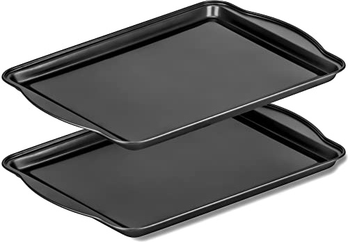 DecorRack Antihaft-Backblech, 38 x 25 cm, Rechteckige Backform für Kuchen, Kekse, Brownies und mehr, Hitzebeständig bis 260°C, Robustes Edelstahl, Non-Stick Backblech für Ofen (2 Stück)