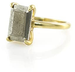 Modische Pyrit Stein Gold Ring von Anemone - Adorable Rectangle Ring, einfache benutzerdefinierte Ringe, jeden Tag Schmuck Ring - Handmade Ring für Jubiläum, Hochzeiten, Partys - mit Fancy Box