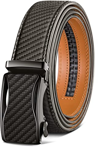 KEMISANT Gürtel Herren, Ledergürtel Ratsche Automatikschließe für Herren Business Anzug, 35mm Breit Gürtel,Größe Angepasst(Heiliges Grau-105cm/28-34 taille verstellbar)
