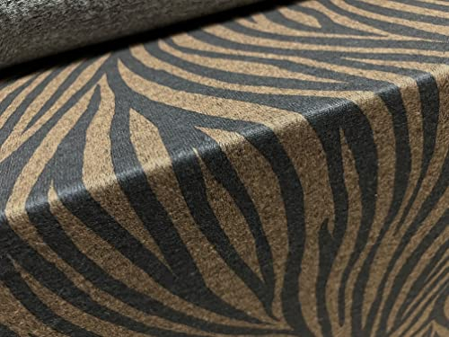 Superweicher Jersey-Stoff, Meterware, Zebramuster, Bronze und Anthrazit