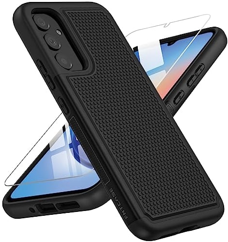 FNTCASE for Samsung A34 5G Case: Dual Layer Shockproof Drop Protection Galaxy Phone - 360 Military Grade Protective Mobile Cover Rugged Matte Heavy Duty Slim TPU Aesthetic Black