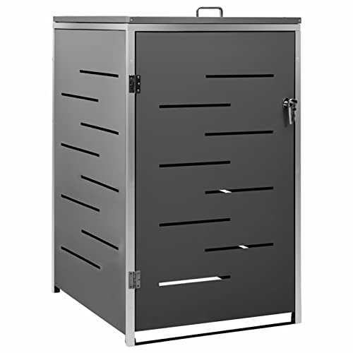 Yolola Mülltonnenbox 1 Tonnen Mülltonnenverkleidung für 1 Mülltonnen Mülltonnenbox Metall Mülltonne Müllcontainer Mülltonnenbox 69x77,5x115 cm Anthrazit