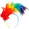 MWOOT Feder Haarschmuck Stirnband, 1920er Kopfschmuck Haarreif, Regenbogen Feder Kopfschmuck mit Künstlichen Blumen für Gay Pride CDS Party Dekoration