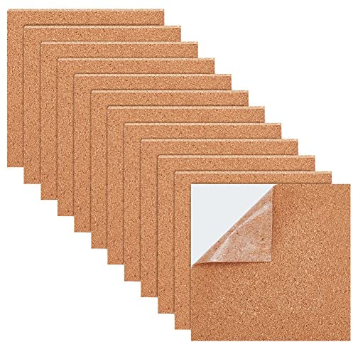 BENECREAT 30 x 10x10 cm Quadratische, Selbstklebende Korkplatten, Wiederverwendbare Kork-Trägerblätter Für Die Wanddekoration, Party Und DIY Bastelbedarf, 1 mm Dick