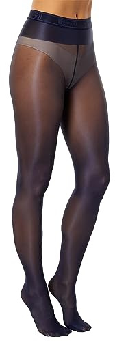 Wolford Halbblickdichte glänzende Strumpfhose für Damen, 40 Denier, halbdurchsichtig, weicher Bund, bequem, für den Alltag, Marineblau, XL
