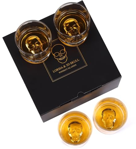 LORSIA Whiskey Rocks Glass, Set of 4 in Gift Box - 10 Oz Old Fashioned Glasses for Scotch Cocktail Rum Cognac Vodka Liquor, Unique Gifts for Men