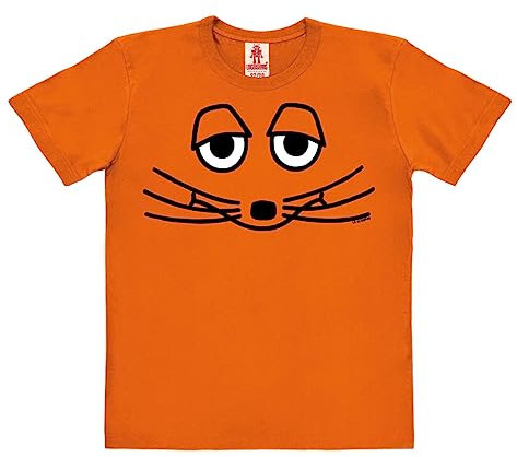 Logoshirt®️ TV I Die Sendung mit der Maus I Die Maus I Gesicht I Bio T-Shirt Print I Kinder I Mädchen & Jungen I kurzärmlig I orange I Lizenziertes Originaldesign I Größe 140