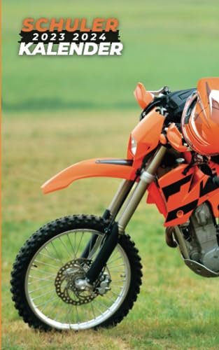 Schülerkalender 2023/24 Motocross: Für schüler mädchen jungen - 1 tag 1 seite - von August 23 bis Juli 24 - Hausaufgabenheft grundschule gymnasium oberstufe universität - Cover motorrad