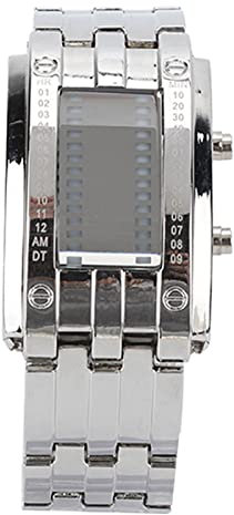 LANTRO JS Exquisite Fashion Herren-LED-Armbanduhr Mit Binärer Zeitmodusanzeige, wasserdichte Legierung Für Herren(Silber)