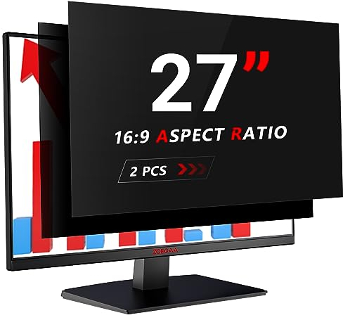 ZOEGAA Confezione da 2 Pellicole Privacy Monitor 27 Pollici per Computer 16:9 - Filtro Privacy Antiriflesso con Protezione Luce Blu per PC, Rimovibile a Doppia Faccia, Protezione Dati a 180°