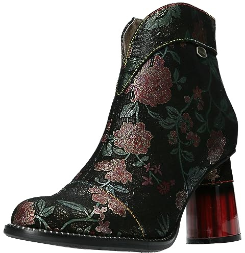 Laura Vita Damen Stiefelette Leder Ankle Boot glänzend modisch Muster Gucstoo 10, Größe:39 EU, Farbe:Schwarz