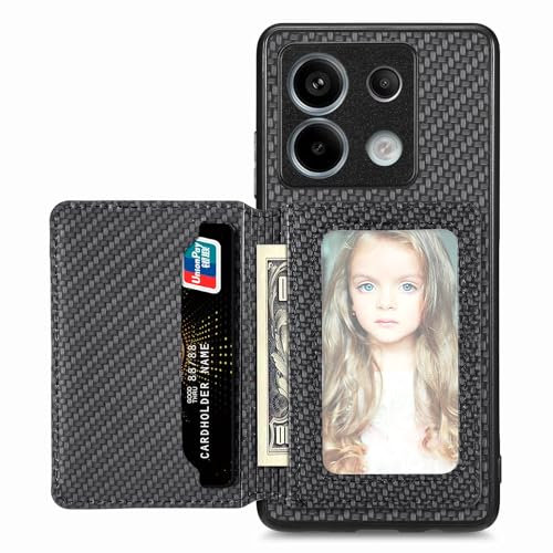 MOJIA Hülle für Xiaomi Redmi Note 13 Pro 5G / Poco X6 5G, Ultra Dünn TPU rutschfeste, Stoßfeste Handyhülle, Schutzhülle mit Kartentasche und RFID-Abschirmung. Schwarz