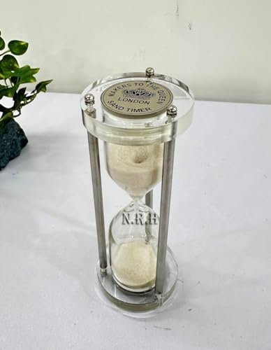Nautical Makers To The Queen London - Temporizador de arena de cristal para juegos, decoración de mesa de oficina y hogar