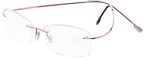 ABETOS Occhiali da lettura titanio senza montatura, in metallo, ultra leggeri, moda, comodo, per uomo e donna, lettori per occhiali, occhiali da lettura per computer, rosa 1.5