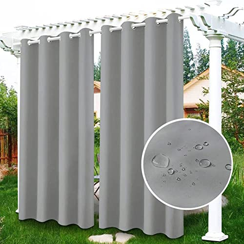 Famibay Outdoor Vorhang Wetterfest 4er Set Outdoor Vorhänge Blickdicht Sonnenschutz Outdoorvorhänge Wasserdicht mit Ösen Outdoor Vorhang Thermo für Balkon Terrasse Pavillon Garten