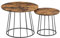 VASAGLE Couchtisch rund, 2er Set, modern, runder Beistelltisch, mit Stahlgestell, für Wohnzimmer, Schlafzimmer, vintagebraun LCT045K01