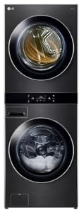 LG 27 Inch Smart Gas Single Unit WashTower with 5.0 cu. ft. Washer Capacity, 7.4 cu. ft. Dryer Capacity in Black Steel WKGX301HBA