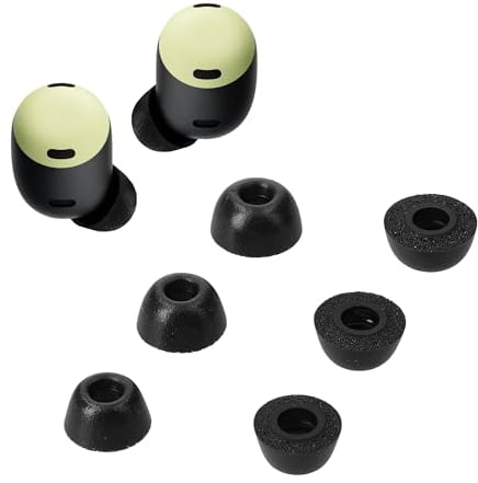 kwmobile 6X Ersatz In Ear Kopfhörer kompatibel mit Google Pixel Buds Pro - 3 Größen - Polster Ohrstöpsel In-Ear Ohrhörer - Schwarz matt
