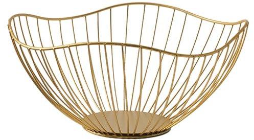 Vintage Style Large Wire Fruit Bowl - Wave Shape Countertop Metal Fruit Basket