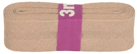 Schrägband 3m x 20mm Baumwolle gefalzt 60 Farben Einfassband Saumband, Farbe:800341 hellbeige