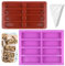 2 Pièces Moules en Silicone pour Barres, 8 Cavités Rectangulaire, Moule Financier avec 50 Poches à Pâtisserie pour Chocolat Pain Muffin Brownie Gâteau au Fromage