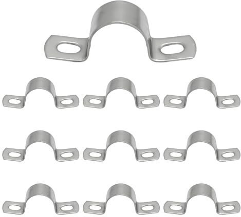 VIKKSAER 10Pcs U-Bolt Clamp, 304 Stainless Steel U-Shaped Bracket, 2 Hole U-Tube Strap Clamp for Hose Clamp Pipe Clamp, 25mm (1-1/4 inch)
