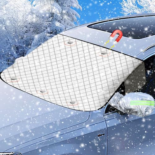 Frontscheibenabdeckung, Windschutzscheibenabdeckung Scheibenabdeckung Auto Winter Windschutzscheiben Abdeckung mit Magneten & 2 Spiegelabdeckungen Autoscheiben Abdeckungen Gegen Schnee EIS Fros Sonne