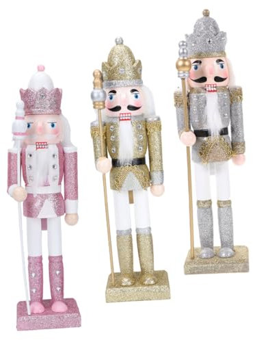 RORPOIR 3pcs Wooden Nutcracker Soldier Figures Festive Decor for Christmas Weddings and Holidays Craftsmanship and Charming Tabletop Ornaments