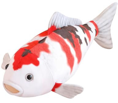 Riesen Simulation Karpfen Plüsch,Fish Pillows Dekoratives Kissen in Form eines echten Fisches, 3D Big Fish Shaped Dekokissen weichen PlüschKoi-Karpfen (rot und weiß,72x20x30 cm)