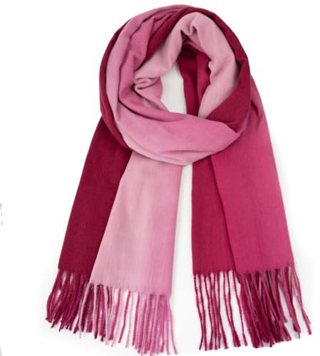 Glamexx24 Schal Damen Winterschal Gefühl Langer Schal mit Fransen Baumwolle Warm Herbst Winter Farbverlauf Deckenschal und Tücher 165x 70 cm
