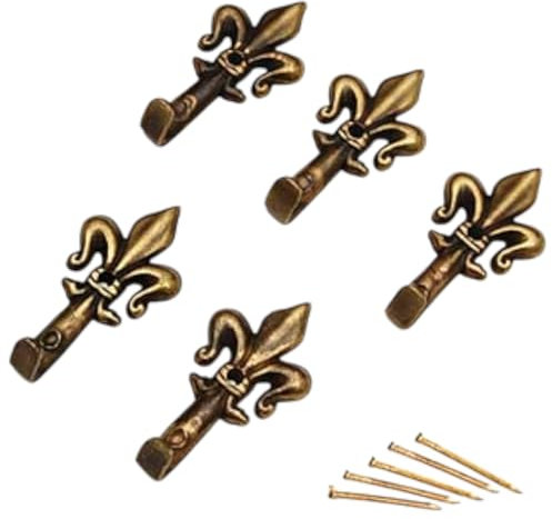 Set da 15 Ganci Bronzo, Appendino per Quadro, Forma Giglio, Fiorentino con Chiodi da 17 mm, Ganci da 4,5 cm /66884