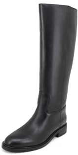 QUEEN HELENA Stivali Alti in Pelle con Tacco Basso Casual Donna L-438 (Nero, Sistema Taglie Calzature EU, Adulto, Donna, Numero, Media, 40)