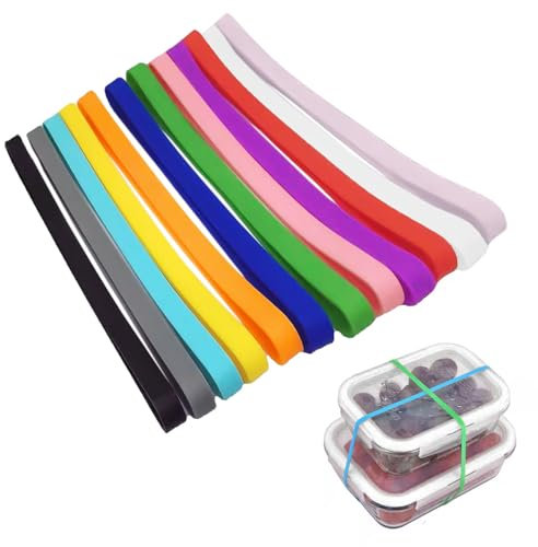 12Pcs Large Elastic Rubber Bands 8 Inch Silicone Rubber Bands Stretchable Colored Bands Large Elastic Bands Rubber Wrapping Bands for School Home Office Supply