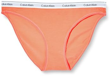 Calvin Klein Women’s Bikini Briefs with Logo Waistband, Orange (Coral Pop), XXL